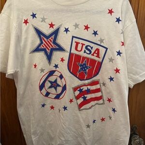 Screen Stars White T-Shirt with Red Stars
